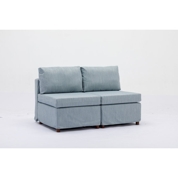 Latitude Run® 2 Seats Modern Fabric Linen Middle Module For Modular